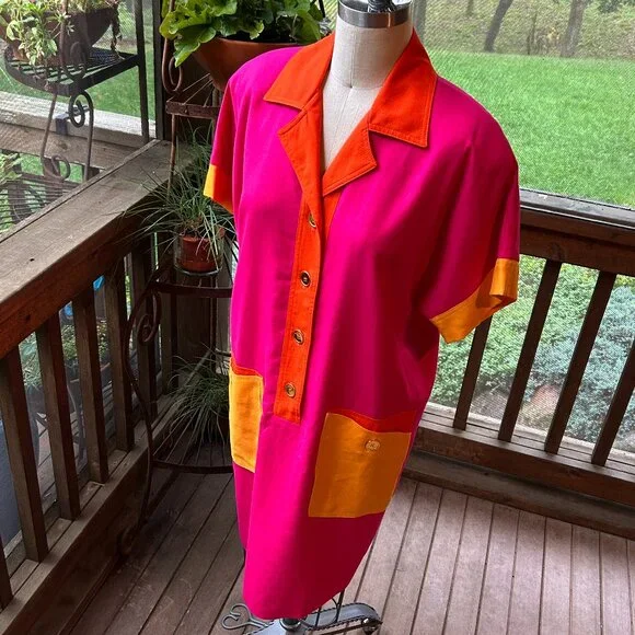 Vintage Tailored NR1 Color Block Shirtwaist Dress - Picture 3 of 15